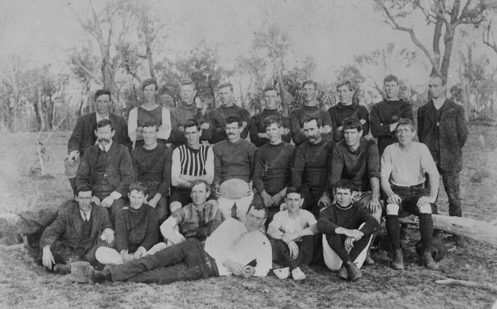 Australian Rules football team portrait in the Meandarra district 1913