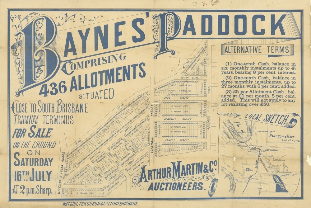 map of Bayne's Paddock estate with decorative header and explanatory text