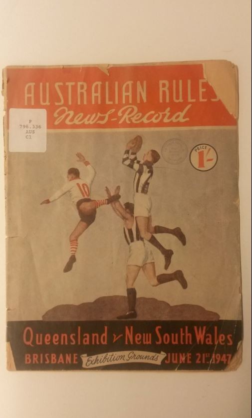  Australian rules news-record  Queensland v New South Wales Brisbane Exhibition Grounds June 21st 1947