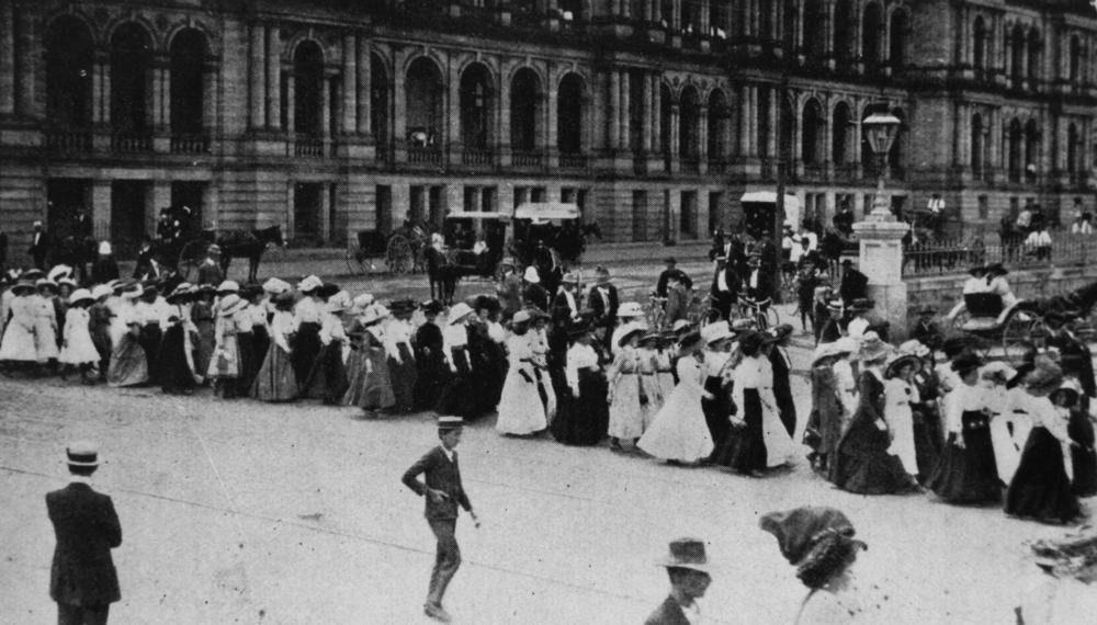 Women marching in a strike procession in Brisbane in 1912 John Oxley Library State Library of Queensland