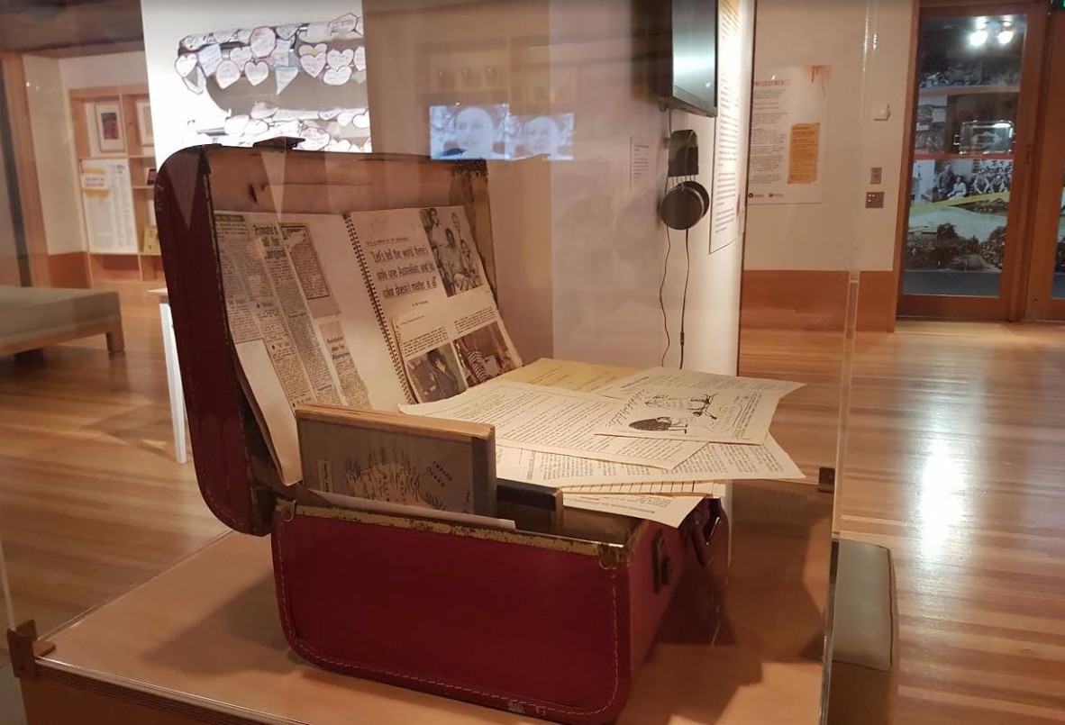 Lambert McBrides suitcase and papers on display as part of the 2017s Freedom Then Freedom Now exhibition