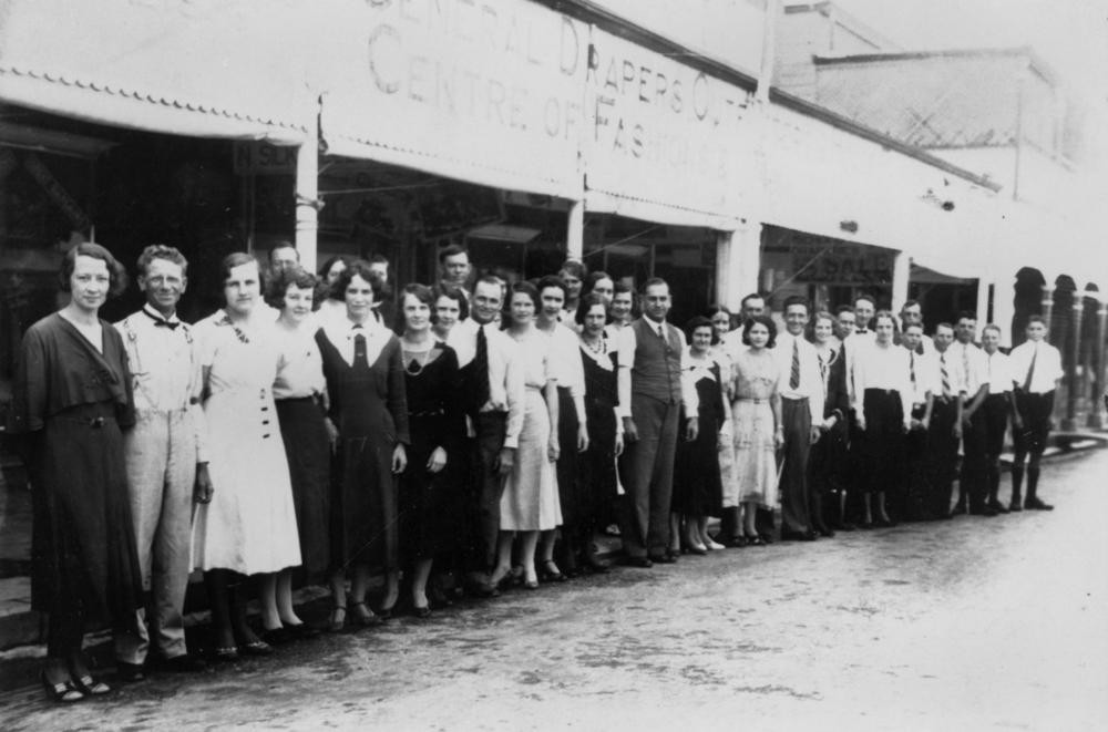 workers line up in a row 