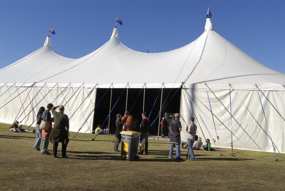 Main tent, Pig City Concert, Brisbane, July 2007. John Oxley Library, State Library of Queensland. Image 7336-0001-0032