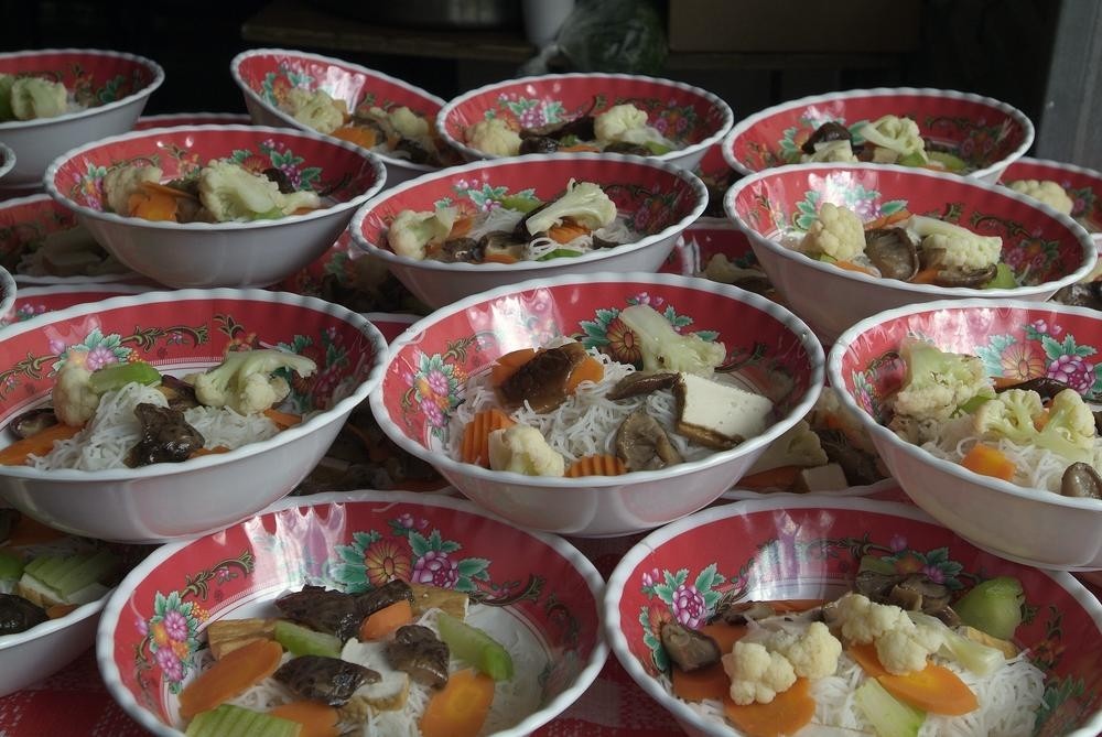 bowls of food in colourful bowls
