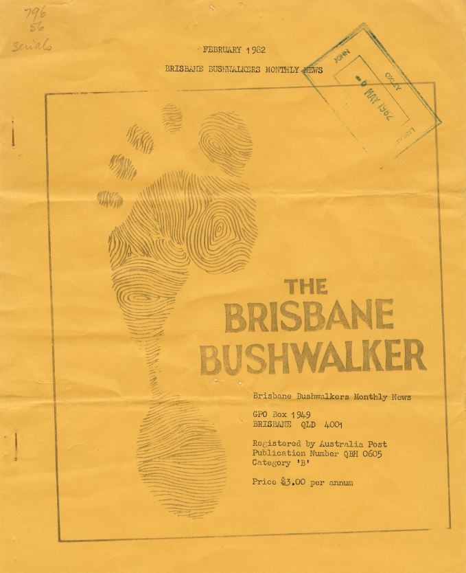 Photo of the front cover of The Brisbane Bushwalker magazine February 1982