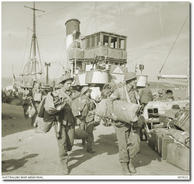 Soldiers evacuating from Greece, April 1941