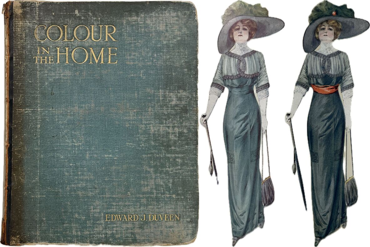 Cover and illustrations of good taste (left) and bad taste (right) in the use of colour, Colour in the home: with notes on architecture, sculpture, painting, and upon decoration and good taste, 1911. E.J. Duveen.