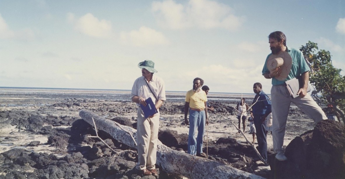 Eddie Mabo and traditional owners lead a site visit on Mer Island