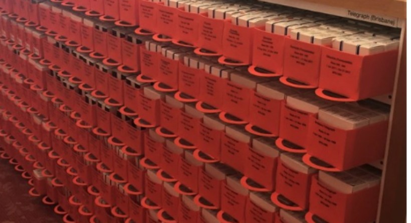 rows of boxes of microfilm