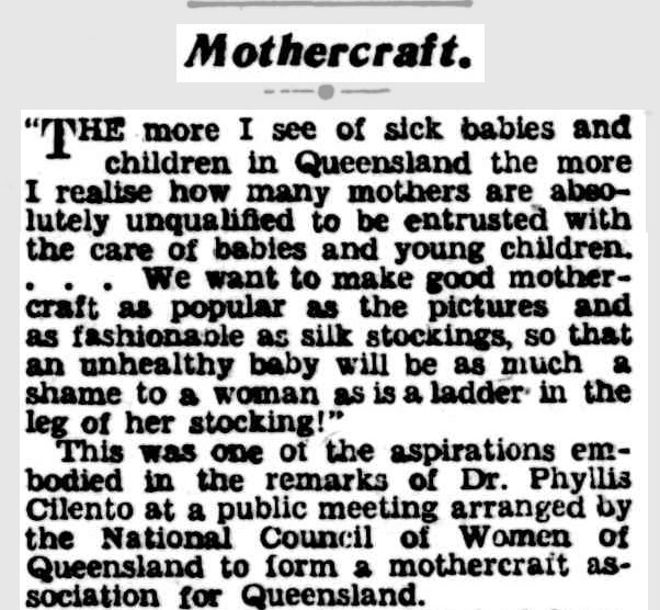 Mothercraft. (1931, October 22). The Queenslander (Brisbane, Qld. : 1866 - 1939), p. 35.
