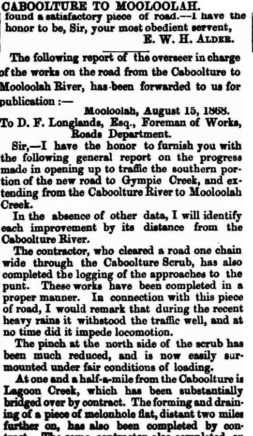 Caboolture to Mooloola. The Queenslander (Brisbane, Qld. : 1866 - 1939) 22 August 1868: 9.