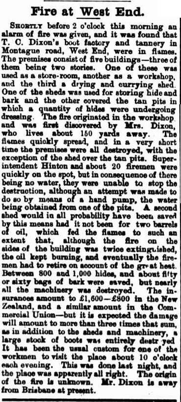 Fire at West End, Telegraph. Friday, 23 October, 1885, p.4