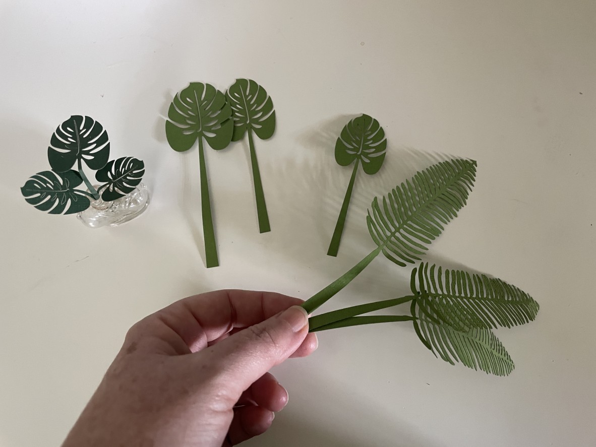 Small scale laser cut paper plant fronds