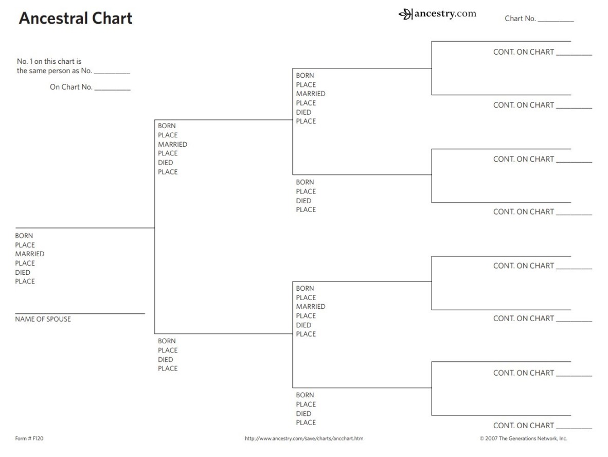 A family tree chart with names and branches
