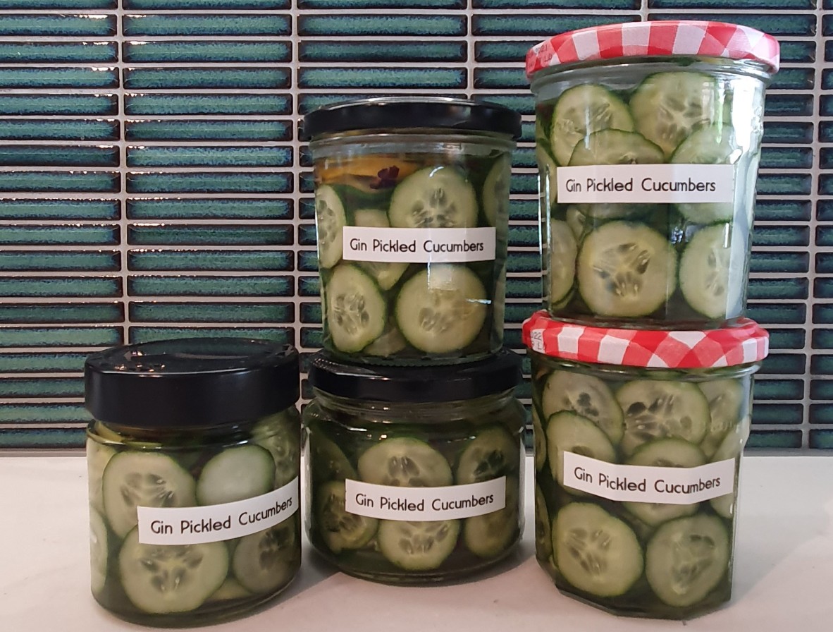 bottled gin cucumbers