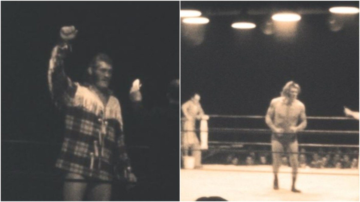 Two images of wrestler Sky Hi Lee 1957