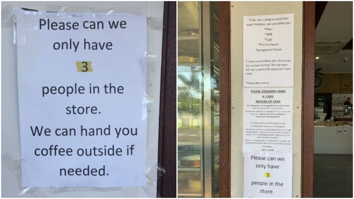 Brisbane shop sign during the Coronavirus outbreak