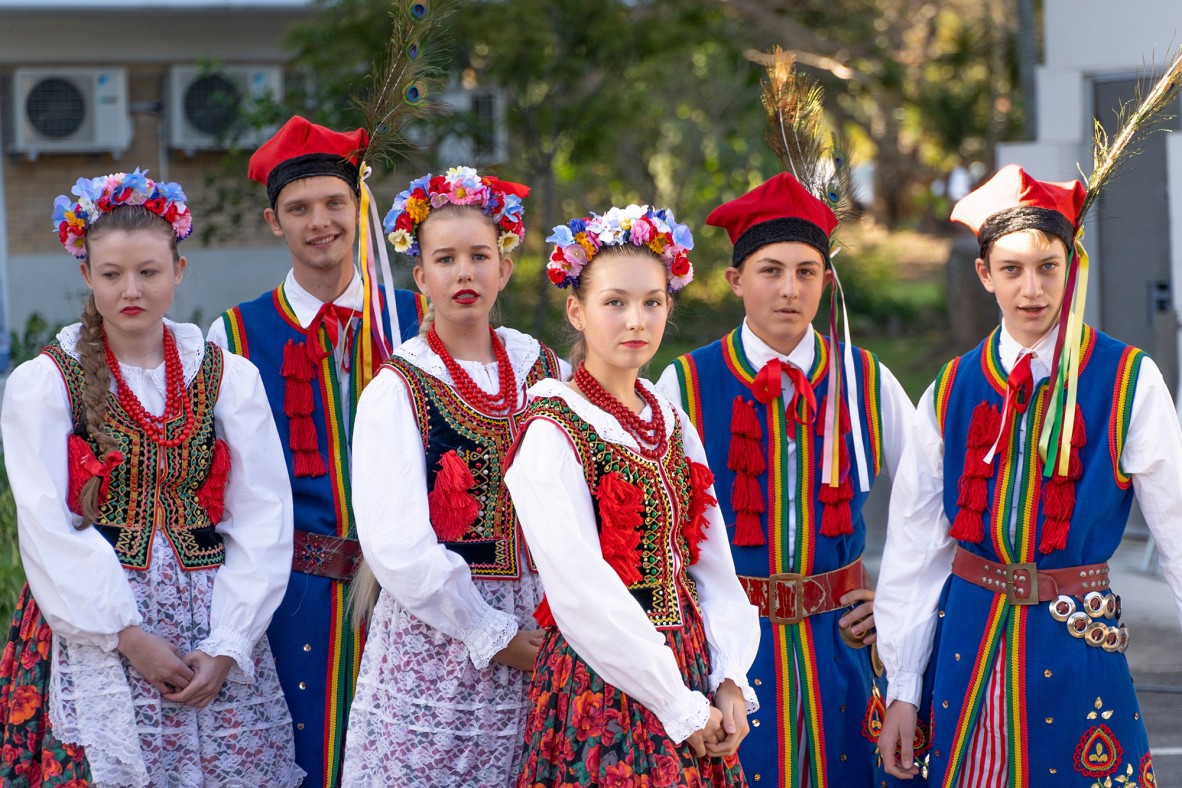 Members of Obertas Polish Folkloric Ensemble waiting to perform