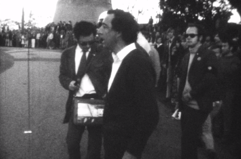 Demonstrators gather outside the Tower Mill Motel in Spring Hill, Brisbane during the South African Springbok Tour, 1971 