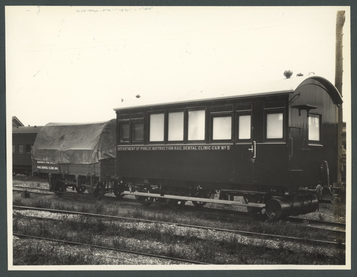 Rail Dental Clinic, no. 5 ready to go on tour of outback Queensland, ca. 1928