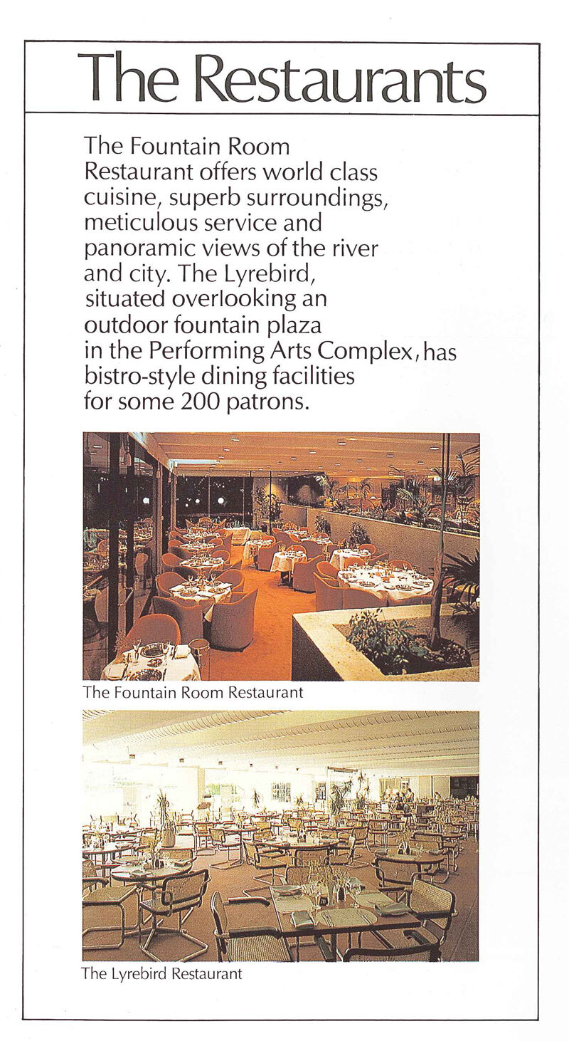 The Fountain Room and Lyrebird restaurant promotional image clipping