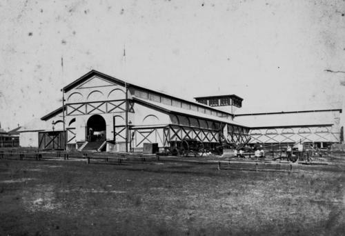 Photo of Brisbane’s first exhibition building, destroyed by fire in June 1888