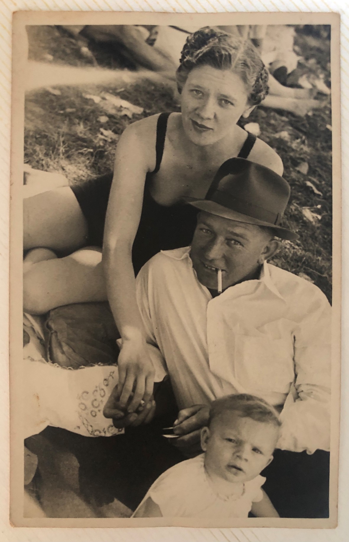 Image of Ethel with her husband and child post-war