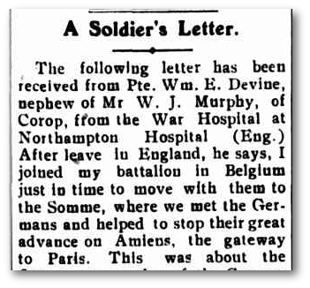 Newspaper clipping Rochester Express 30 November 1918