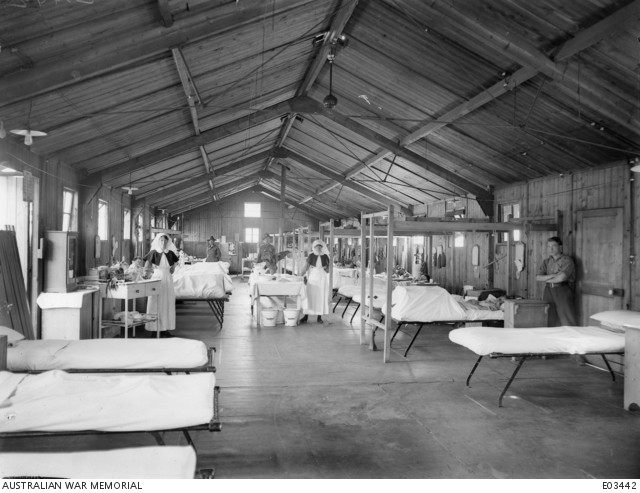 View of the interior of an acute surgical ward at the 1st Australian General Hospital