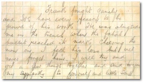 Handwritten letter of Hugh Quinn to Annie Munro
