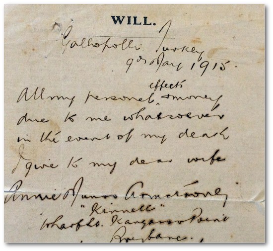 Handwritten will of Francis Leofric Armstrong