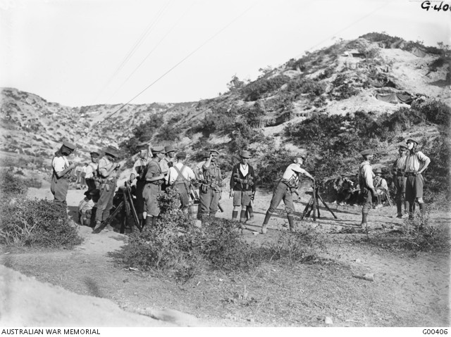 Australian soldiers practicing bomb throwing, Gallipoli