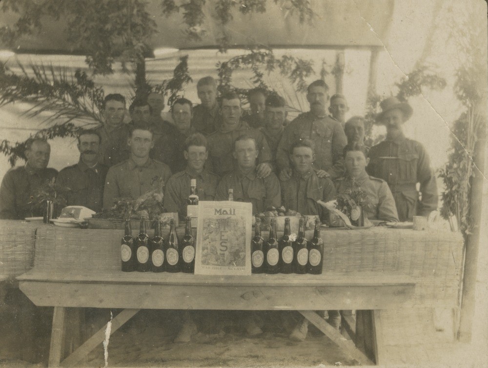 Australian Light Horse soldiers celebrating Christmas in Palestine during WWI 1917