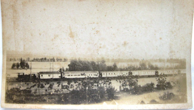 BW picture of a hospital train in countryside Egypt 1915 