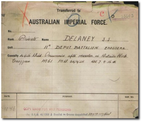 Service record John Delaney