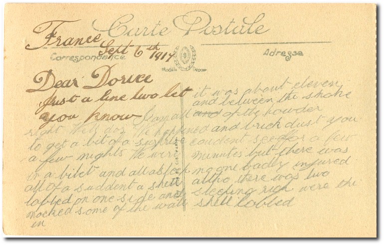 Rear of postcard no. 1