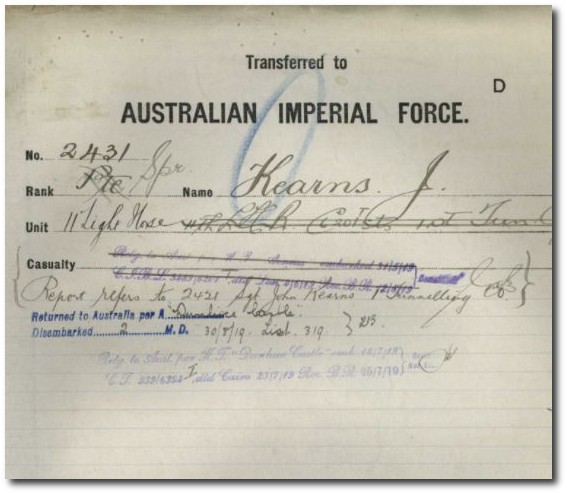 Service record Jack Kearns