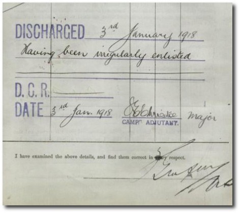Extract from service record for John Sam
