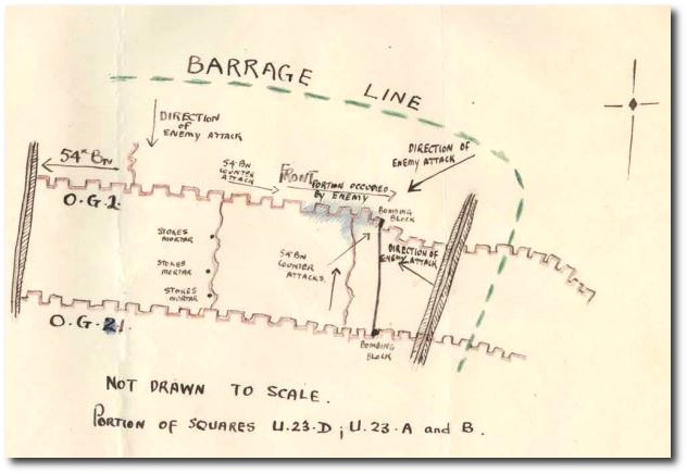 Sketch map of enemy attack 15 May 1917